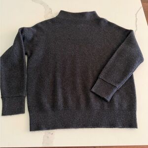 Tahari Charcoal Grey Mock Neck Sweater 100% Cashmere